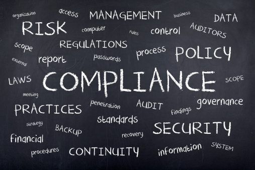 Compliance written on a chalkboard