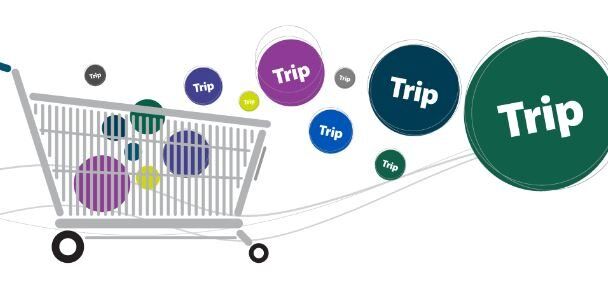 Trips in a shopping cart graphic