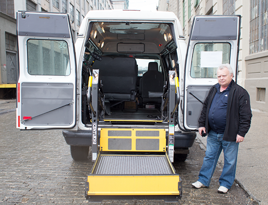 Paratransit van and driver