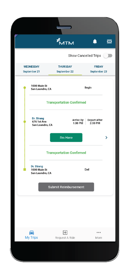 MTM Health  GMR mobile screen