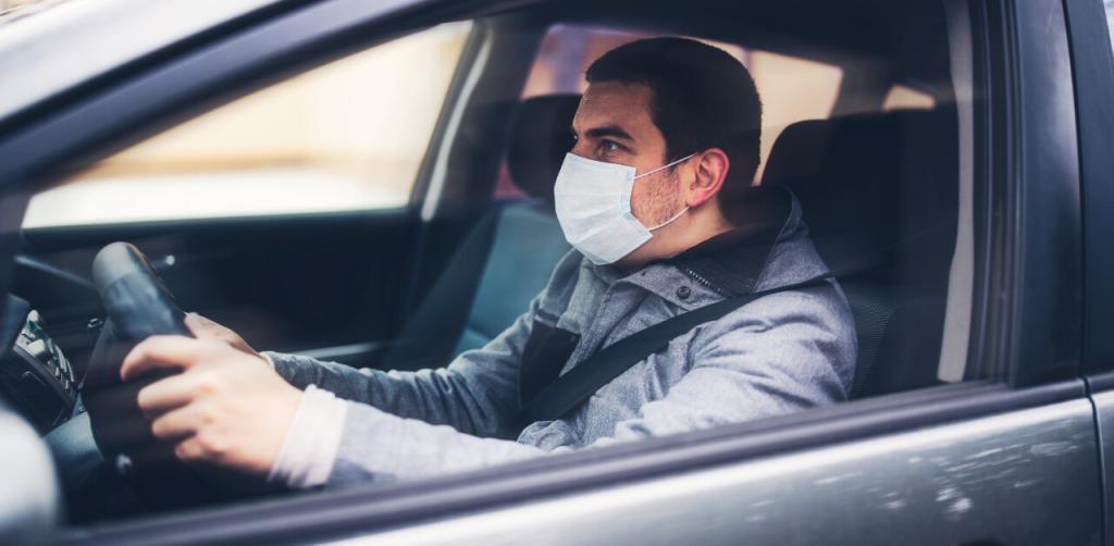 Driver wearing a mask