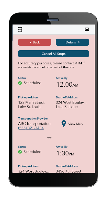 Ride cancellation mobile screen