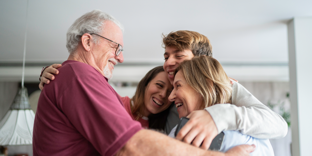 A family hugging