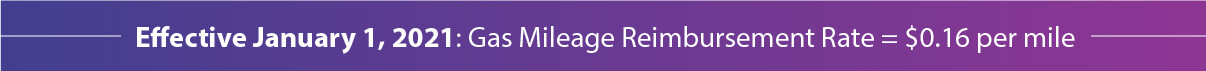 Effective June 1: Gas Mileage Reimbursement Rate = $0.17 per mile