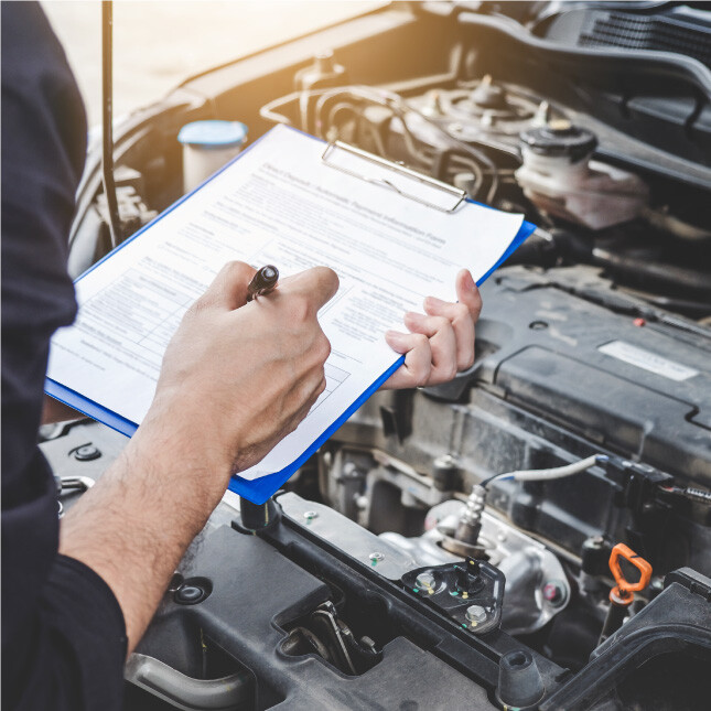 Driver with vehicle inspection clipboard