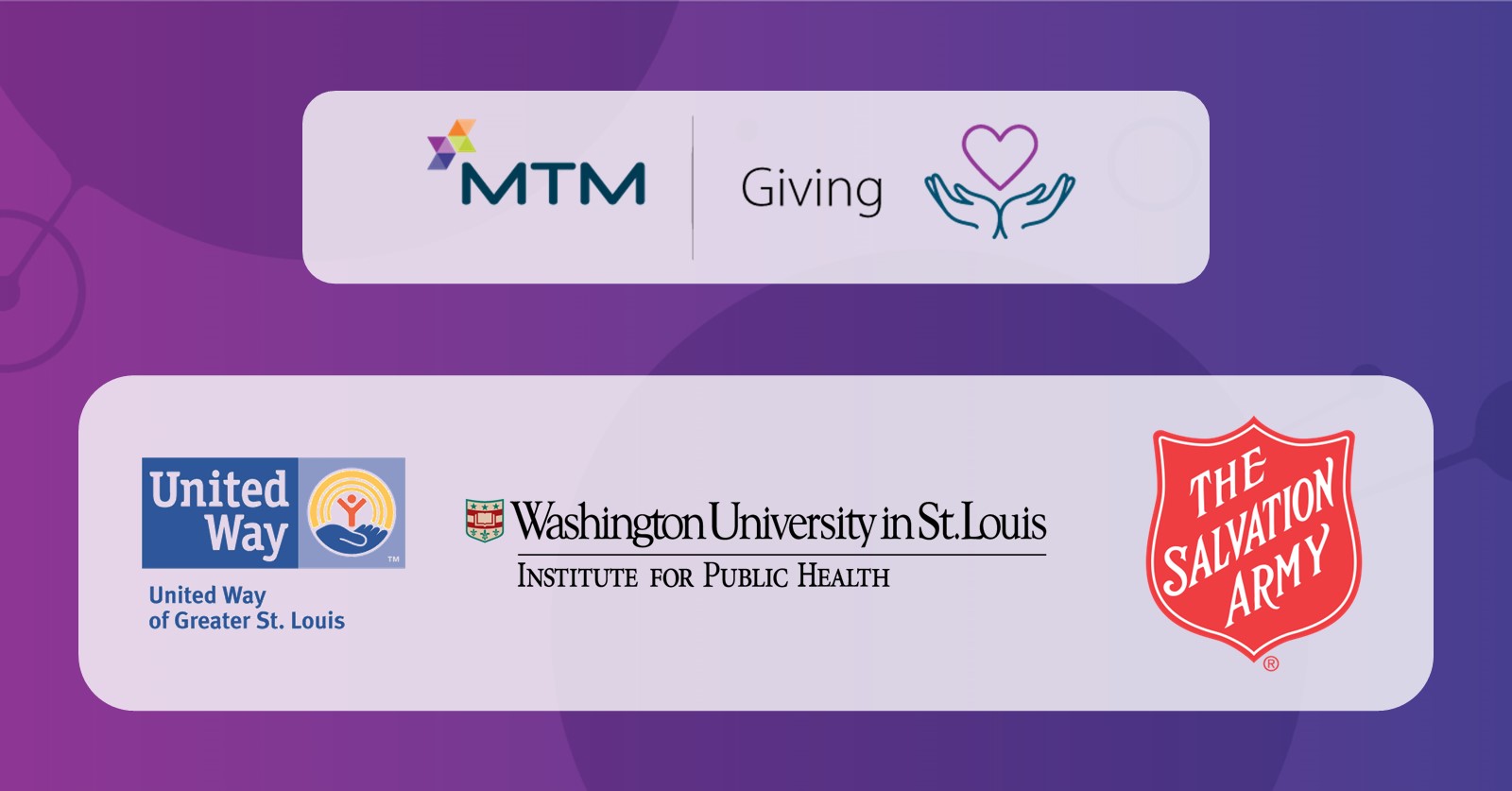 To close out this year’s MTM Giving activities, MTM gives back to organizations in our hometown of St. Louis, including the United Way, Washington University, and the Salvation Army.