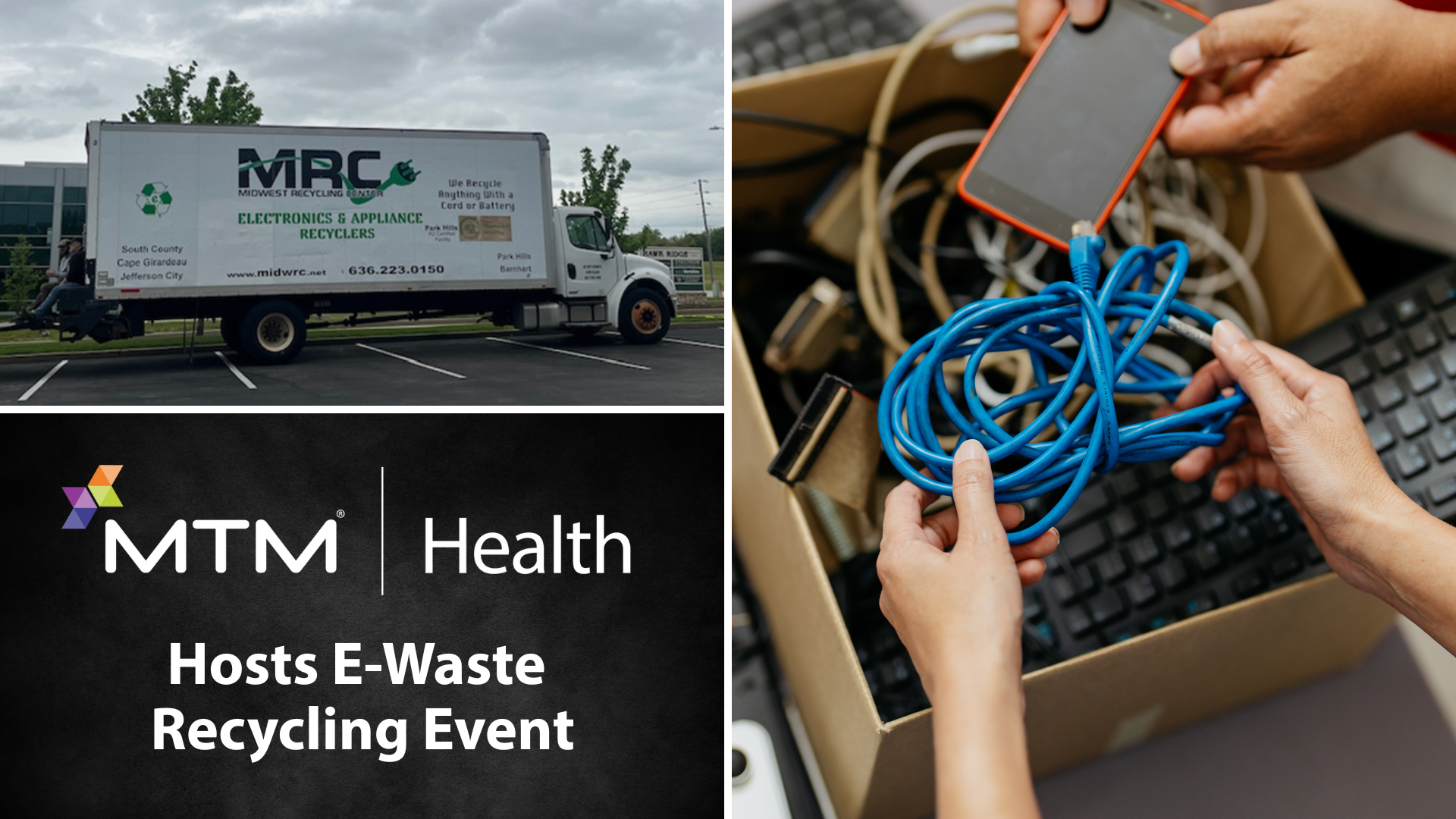 MTM Health partnered with MRC to host an e-waste recycling event, diverting over 700 pounds of electronic waste from landfills.