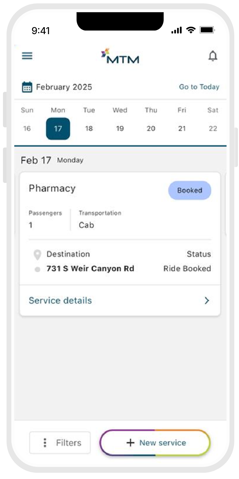 Ride review phone screen