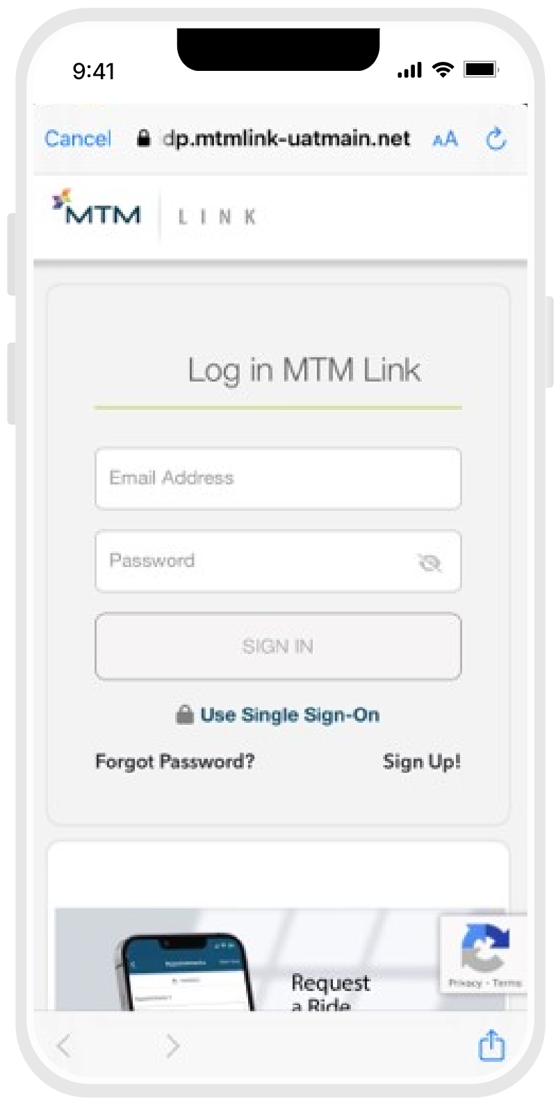 Sign in phone screen